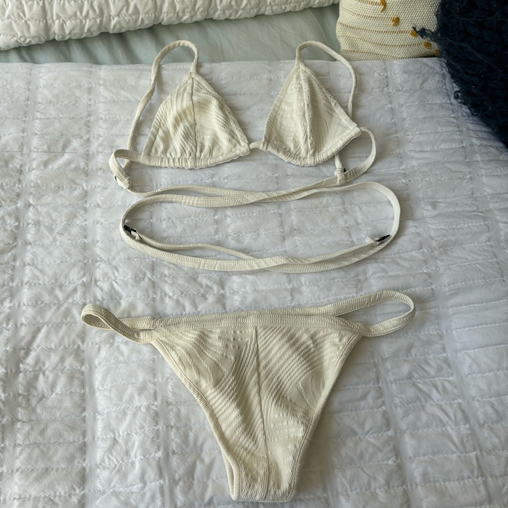 White swimsuit.